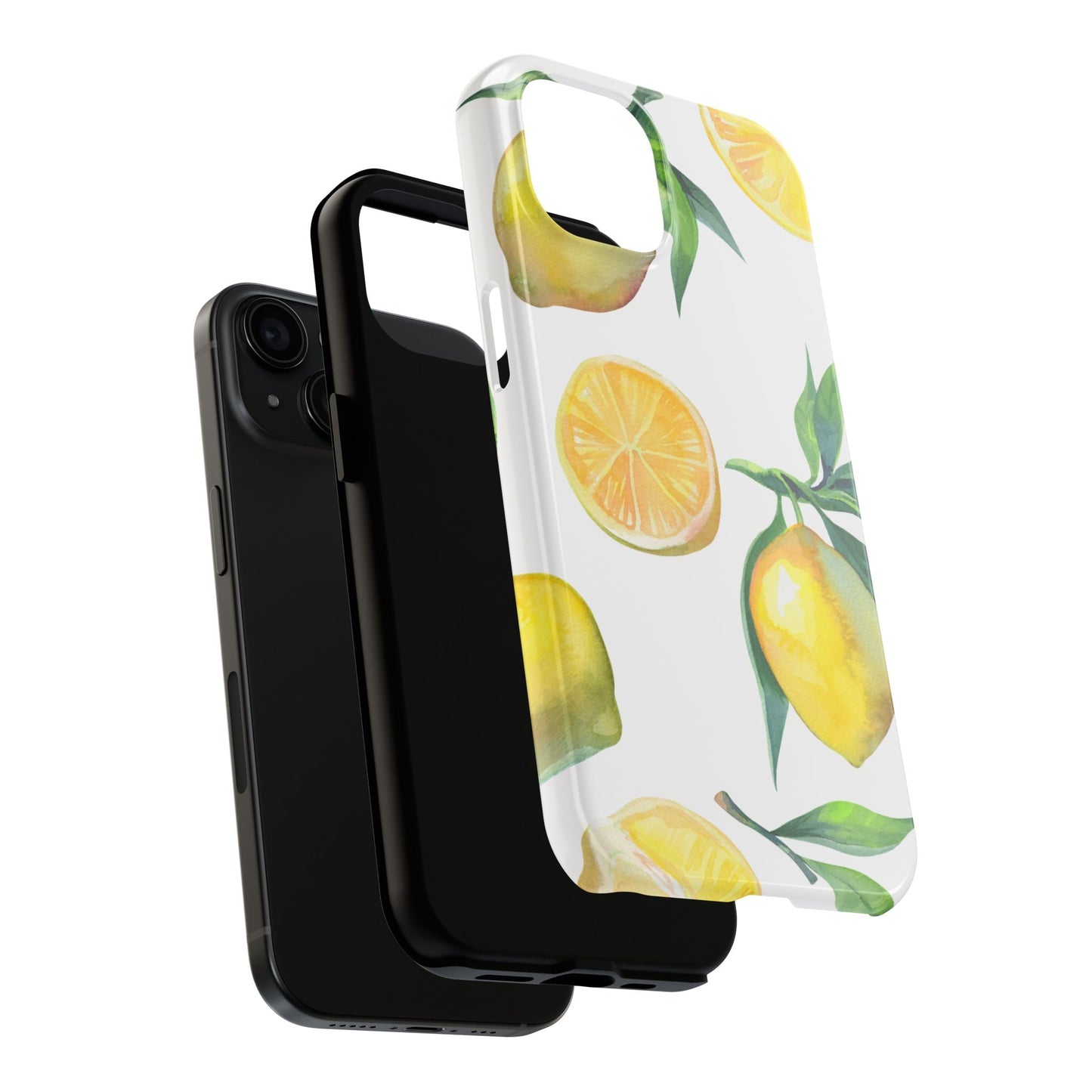 Lemon Grove Watercolor Tough iPhone Case – Fresh Citrus Design, Dual - Layer Protection - BOGO Cases