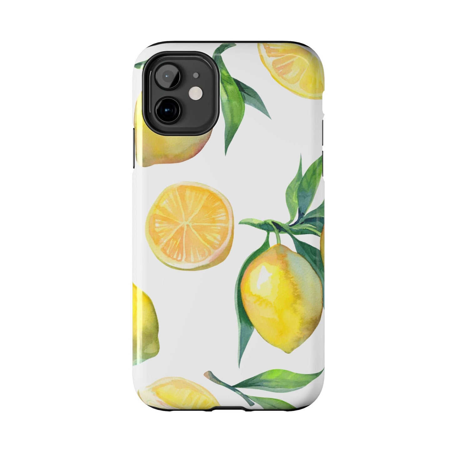 Lemon Grove Watercolor Tough iPhone Case – Fresh Citrus Design, Dual - Layer Protection - BOGO Cases