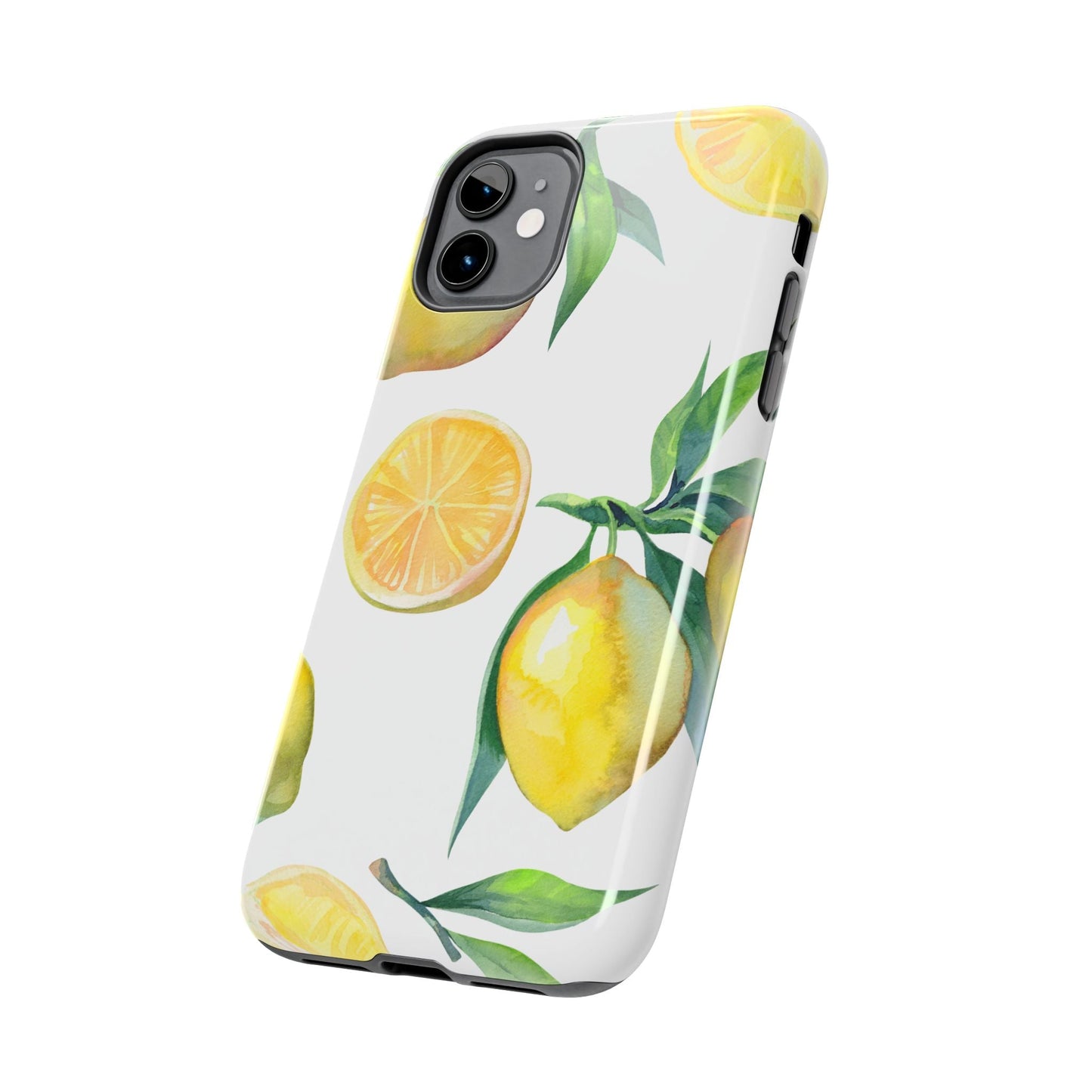 Lemon Grove Watercolor Tough iPhone Case – Fresh Citrus Design, Dual - Layer Protection - BOGO Cases