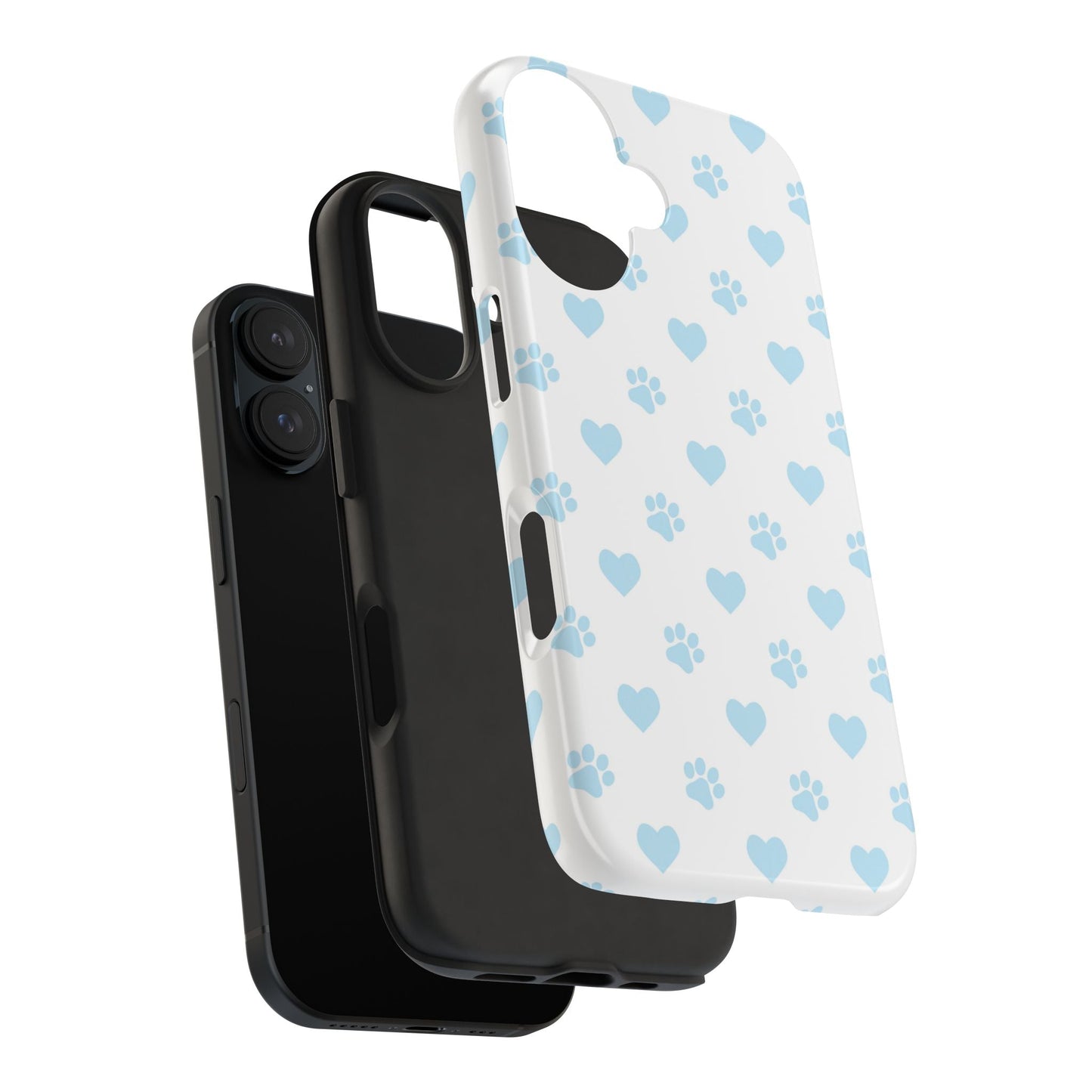 Light Blue Paw Prints & Hearts – iPhone Case for Animal Lovers - BOGO Cases