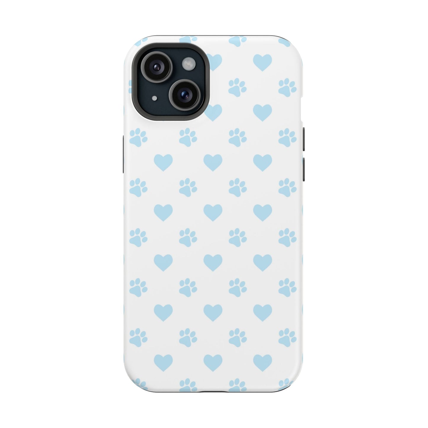 Light Blue Paw Prints & Hearts – MagSafe iPhone Case for Pet Lovers - BOGO Cases