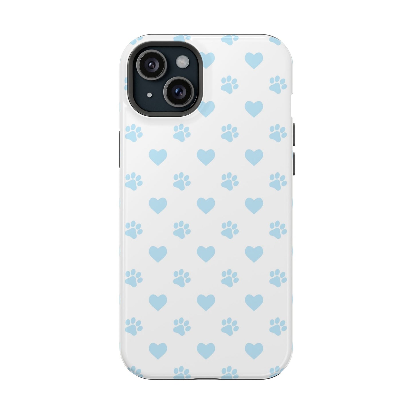 Light Blue Paw Prints & Hearts – MagSafe iPhone Case for Pet Lovers - BOGO Cases
