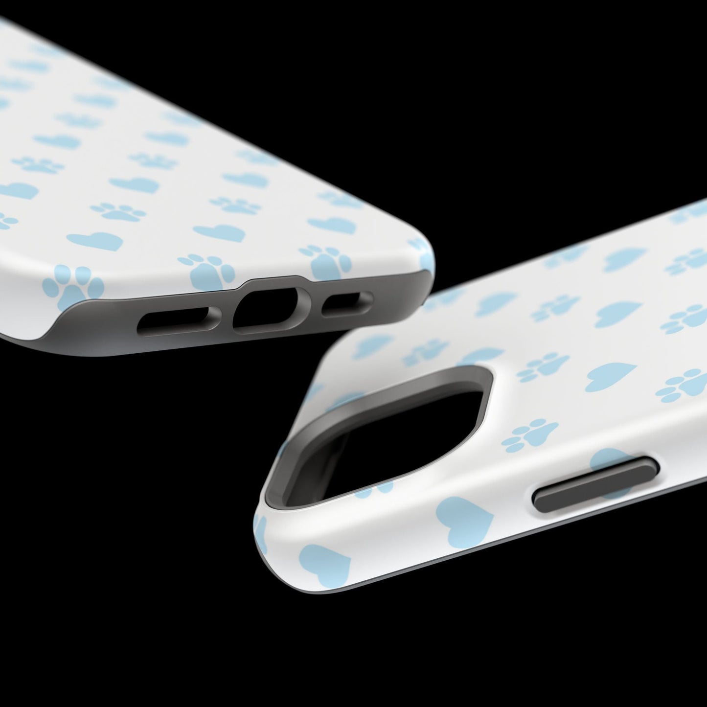 Light Blue Paw Prints & Hearts – MagSafe iPhone Case for Pet Lovers - BOGO Cases