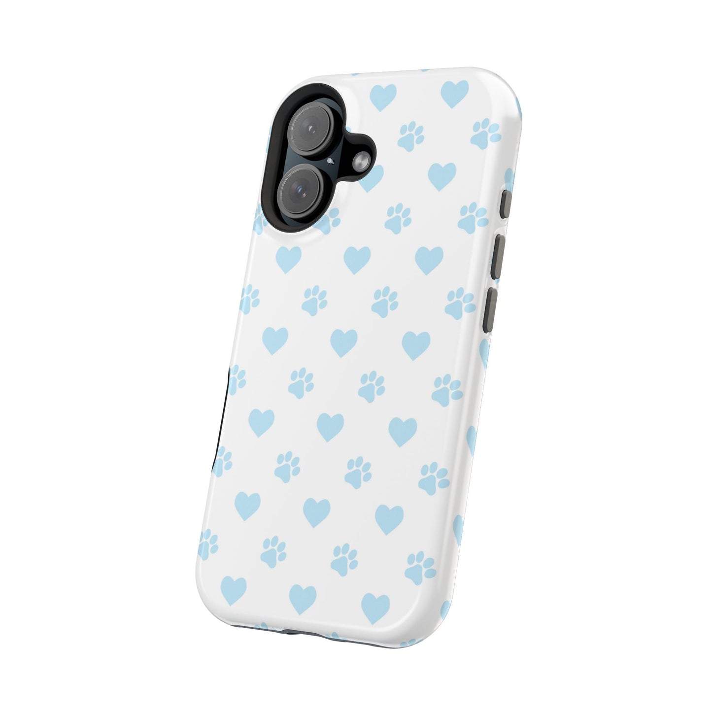 Light Blue Paw Prints & Hearts – MagSafe iPhone Case for Pet Lovers - BOGO Cases