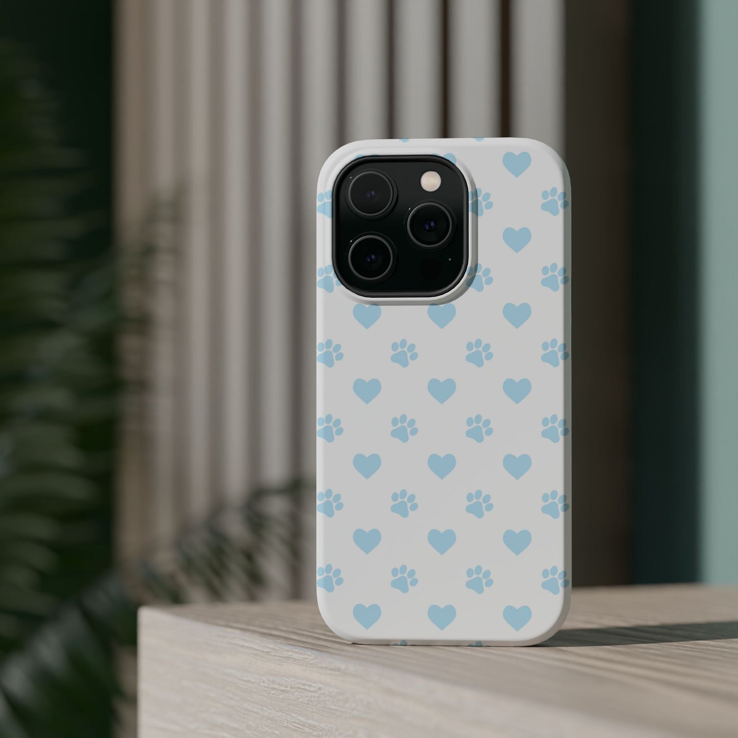 Light Blue Paw Prints & Hearts – MagSafe iPhone Case for Pet Lovers - BOGO Cases