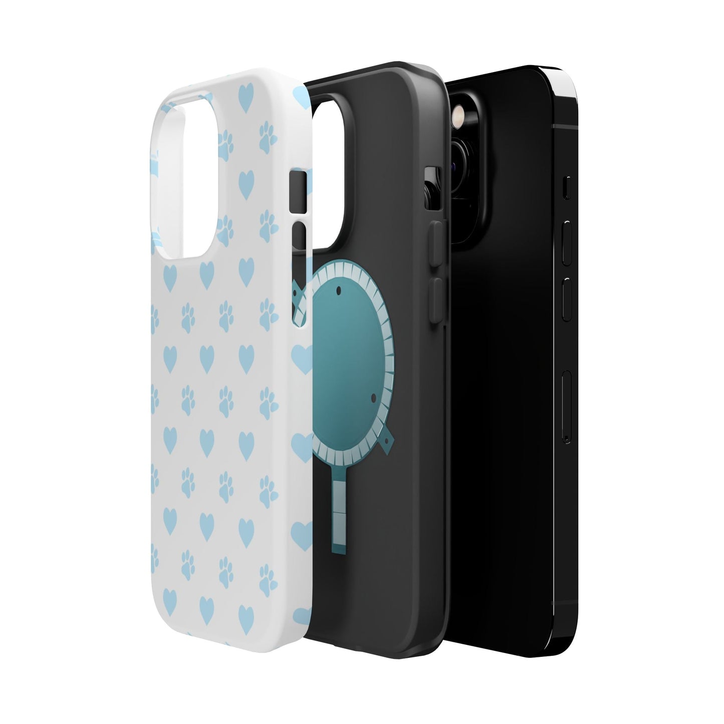 Light Blue Paw Prints & Hearts – MagSafe iPhone Case for Pet Lovers - BOGO Cases