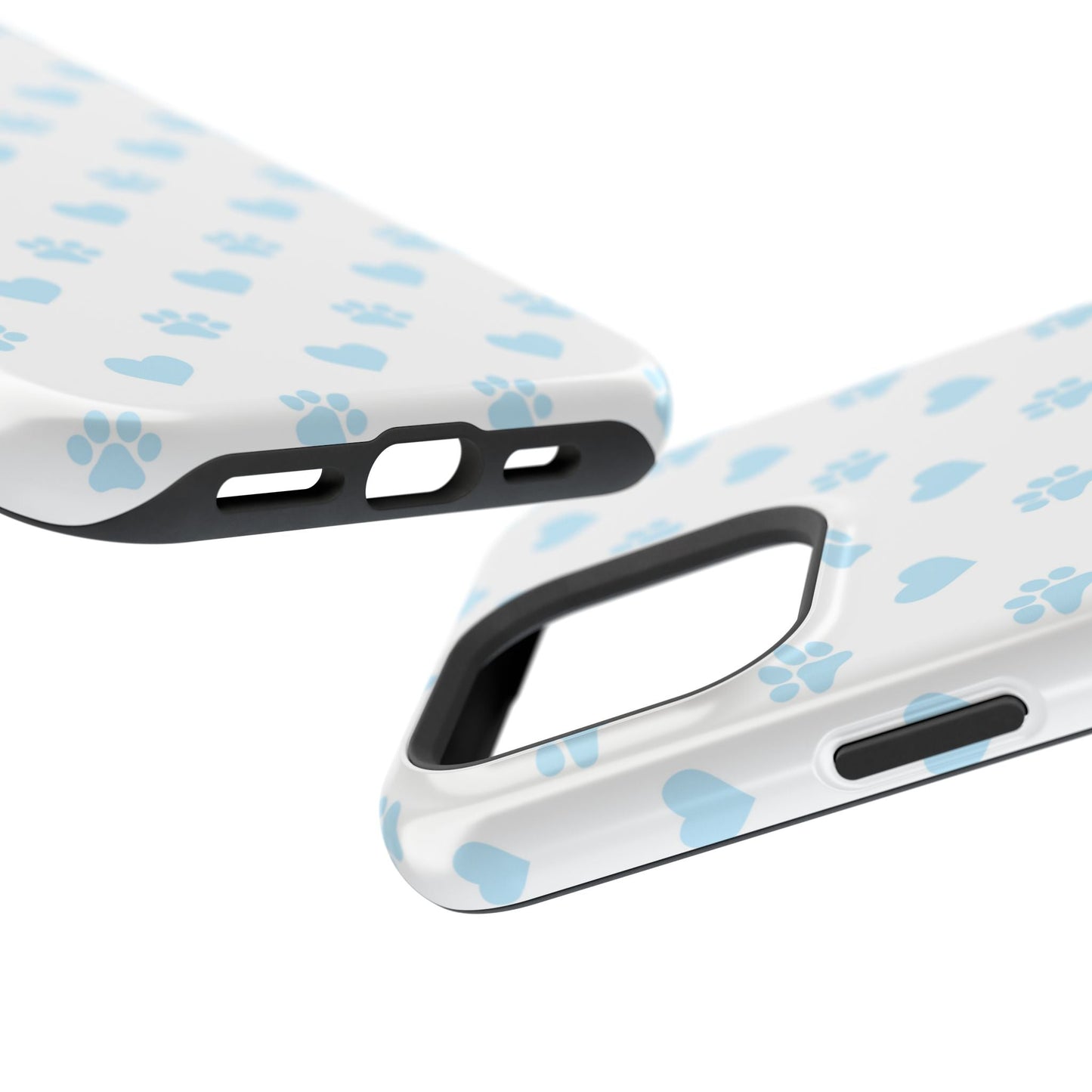 Light Blue Paw Prints & Hearts – MagSafe iPhone Case for Pet Lovers - BOGO Cases