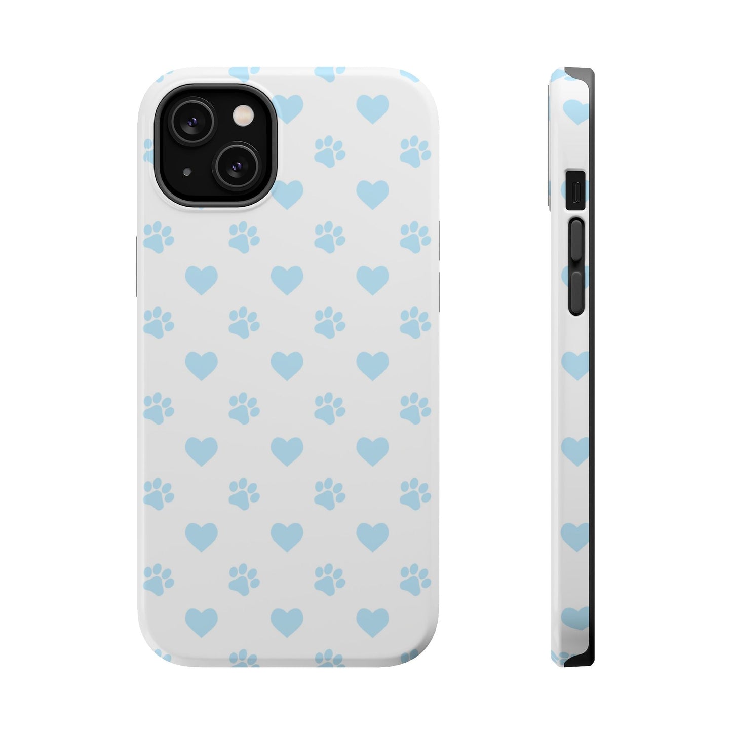 Light Blue Paw Prints & Hearts – MagSafe iPhone Case for Pet Lovers - BOGO Cases