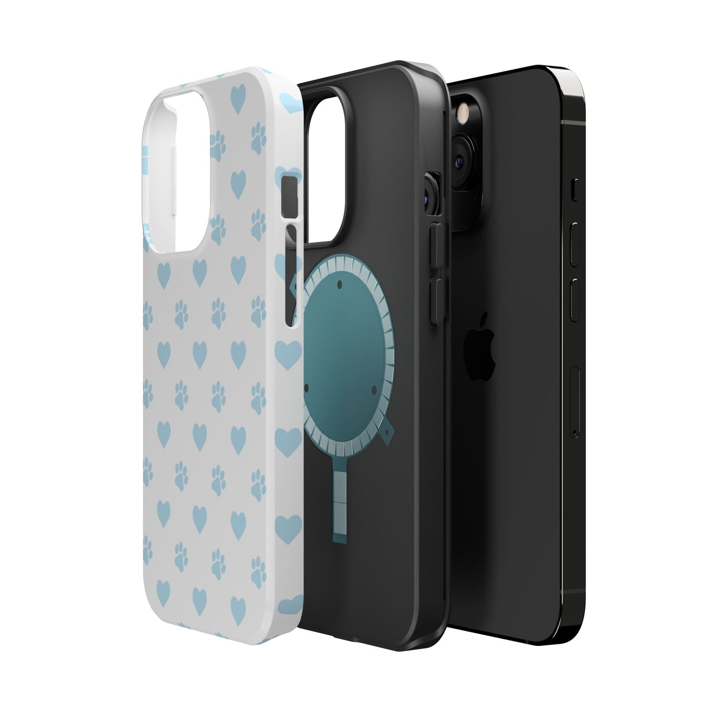 Light Blue Paw Prints & Hearts – MagSafe iPhone Case for Pet Lovers - BOGO Cases