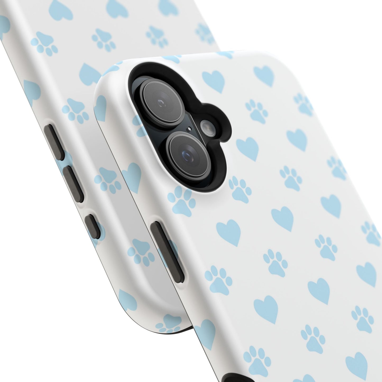 Light Blue Paw Prints & Hearts – MagSafe iPhone Case for Pet Lovers - BOGO Cases