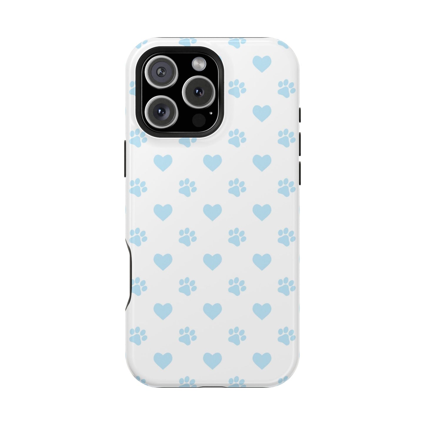 Light Blue Paw Prints & Hearts – MagSafe iPhone Case for Pet Lovers - BOGO Cases