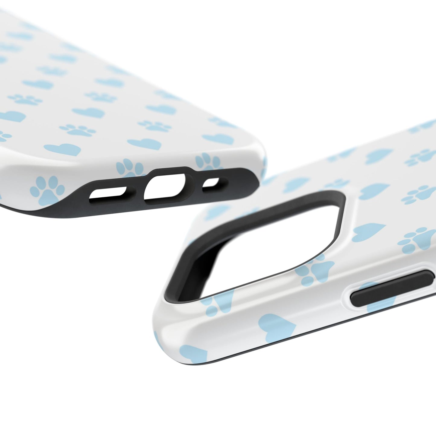 Light Blue Paw Prints & Hearts – MagSafe iPhone Case for Pet Lovers - BOGO Cases