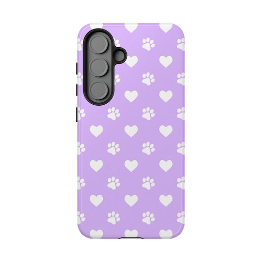 Lilac Paw Prints & Hearts – Samsung Galaxy Case - BOGO Cases