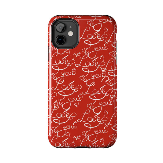 Love Script Red iPhone Case – Romantic Handwritten Design - BOGO Cases