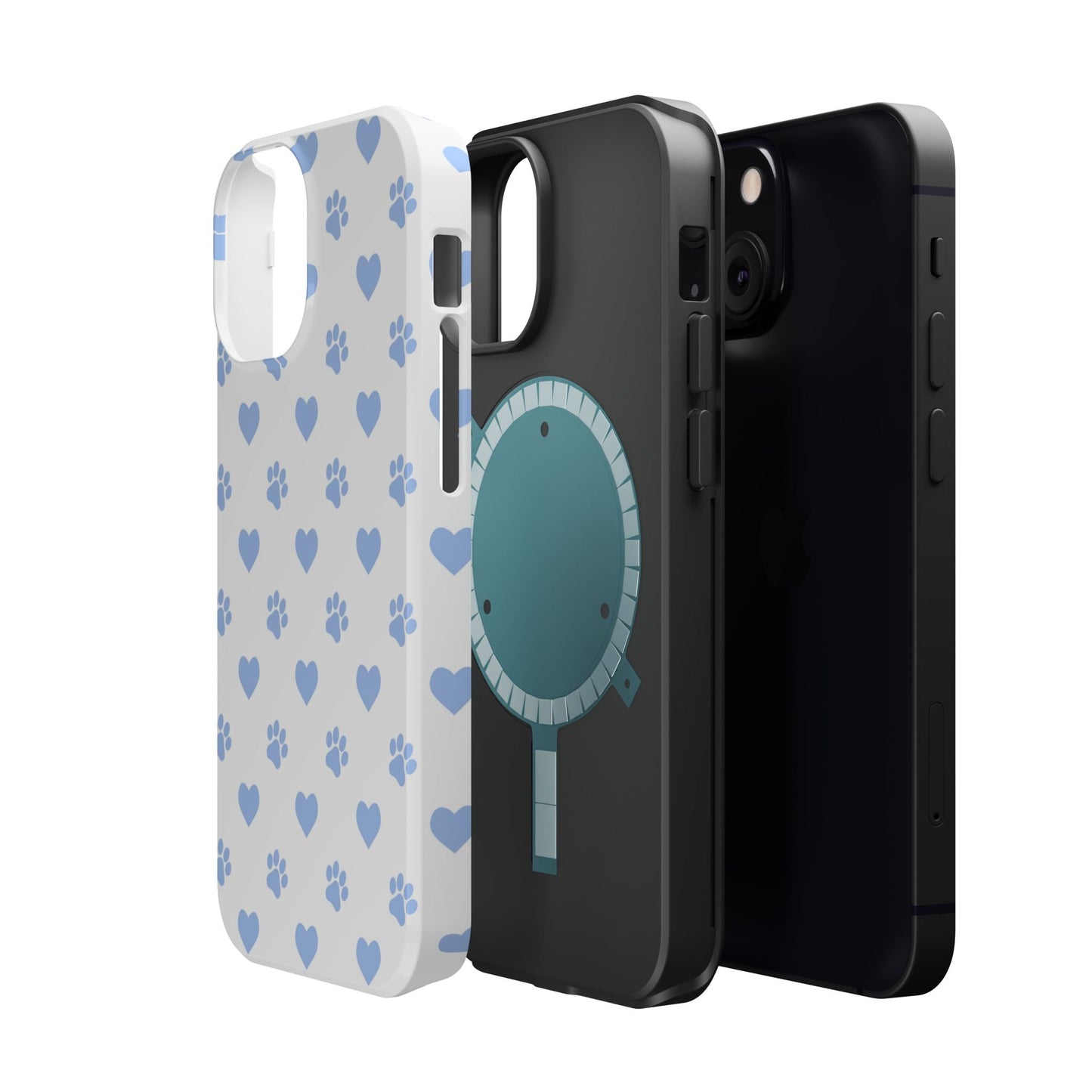 MagSafe Case - Blue Paw Print & Heart Design - BOGO Cases