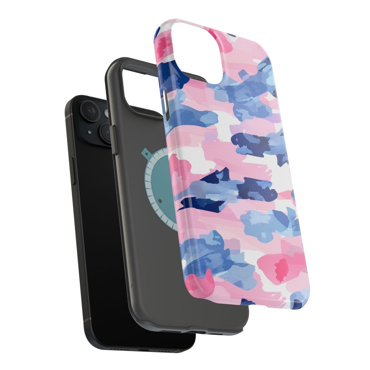 MagSafe Case: Dynamic Pink & Navy Brushstroke Art - BOGO Cases