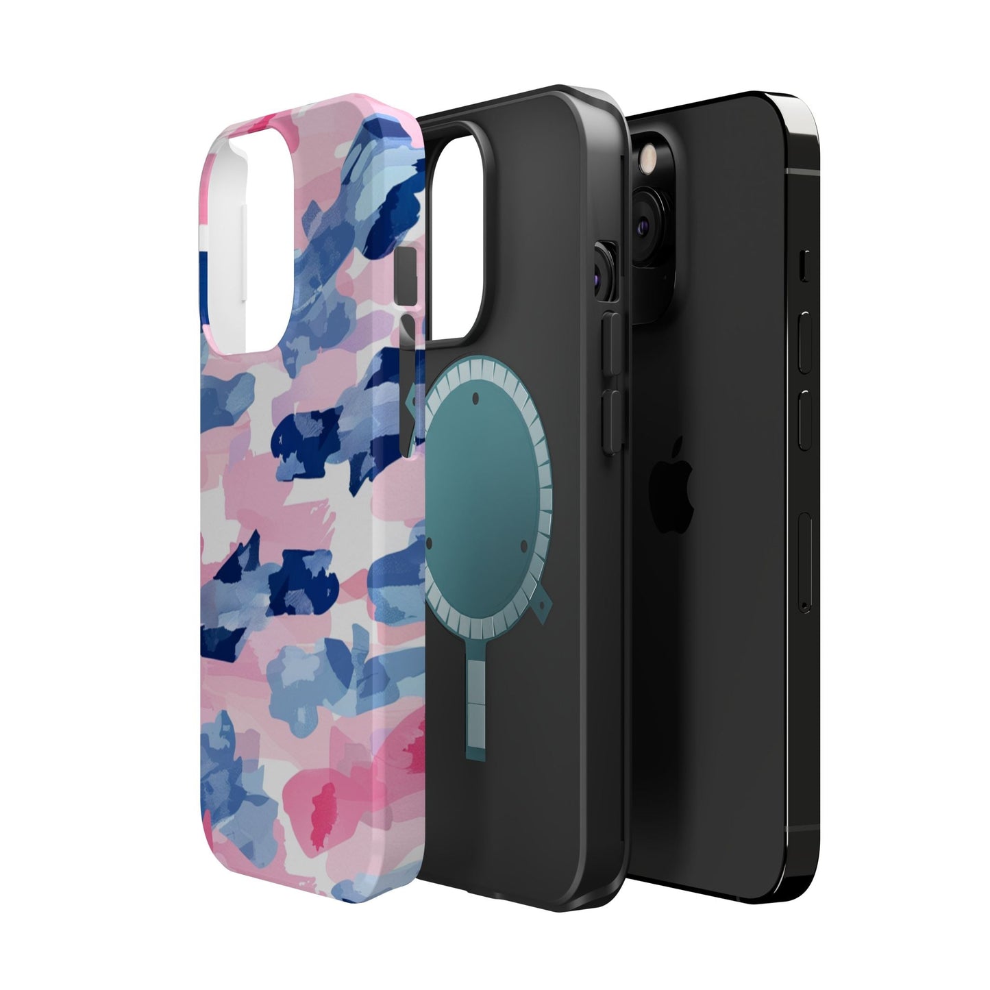 MagSafe Case: Dynamic Pink & Navy Brushstroke Art - BOGO Cases