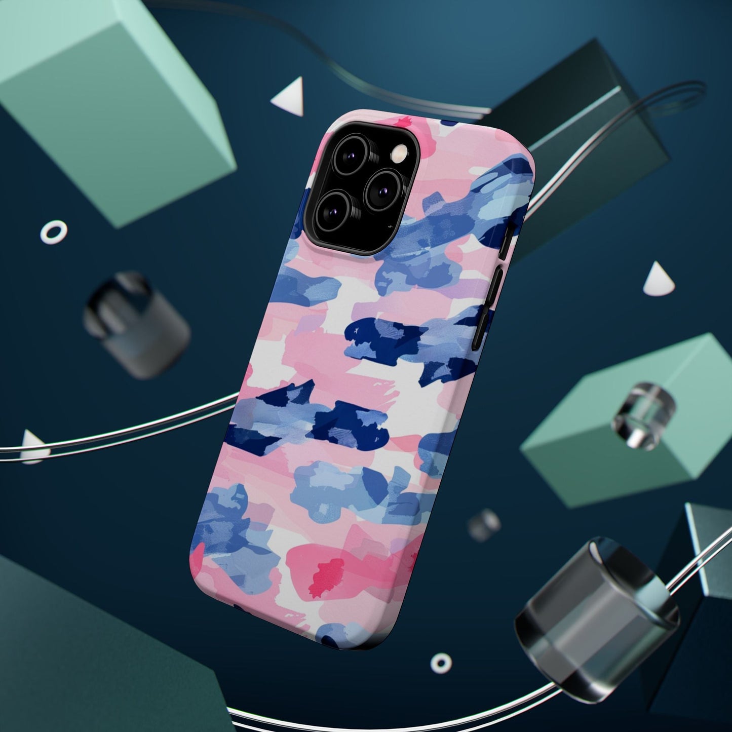 MagSafe Case: Dynamic Pink & Navy Brushstroke Art - BOGO Cases