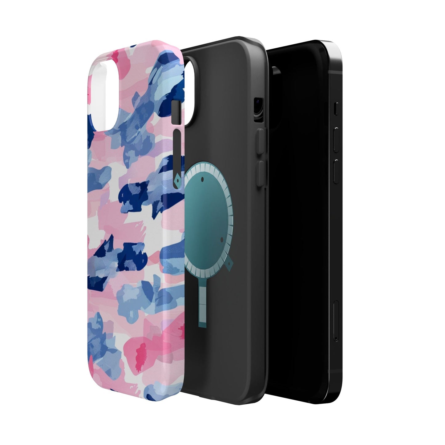MagSafe Case: Dynamic Pink & Navy Brushstroke Art - BOGO Cases