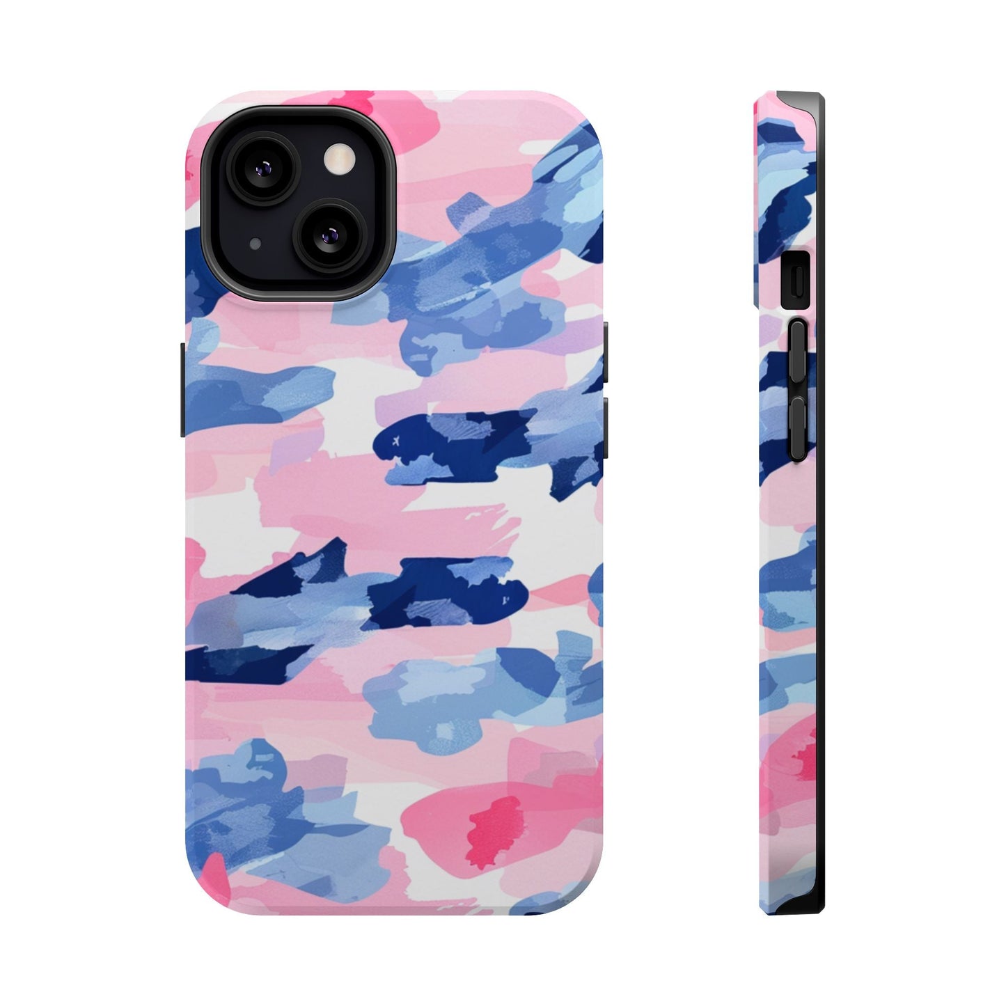 MagSafe Case: Dynamic Pink & Navy Brushstroke Art - BOGO Cases