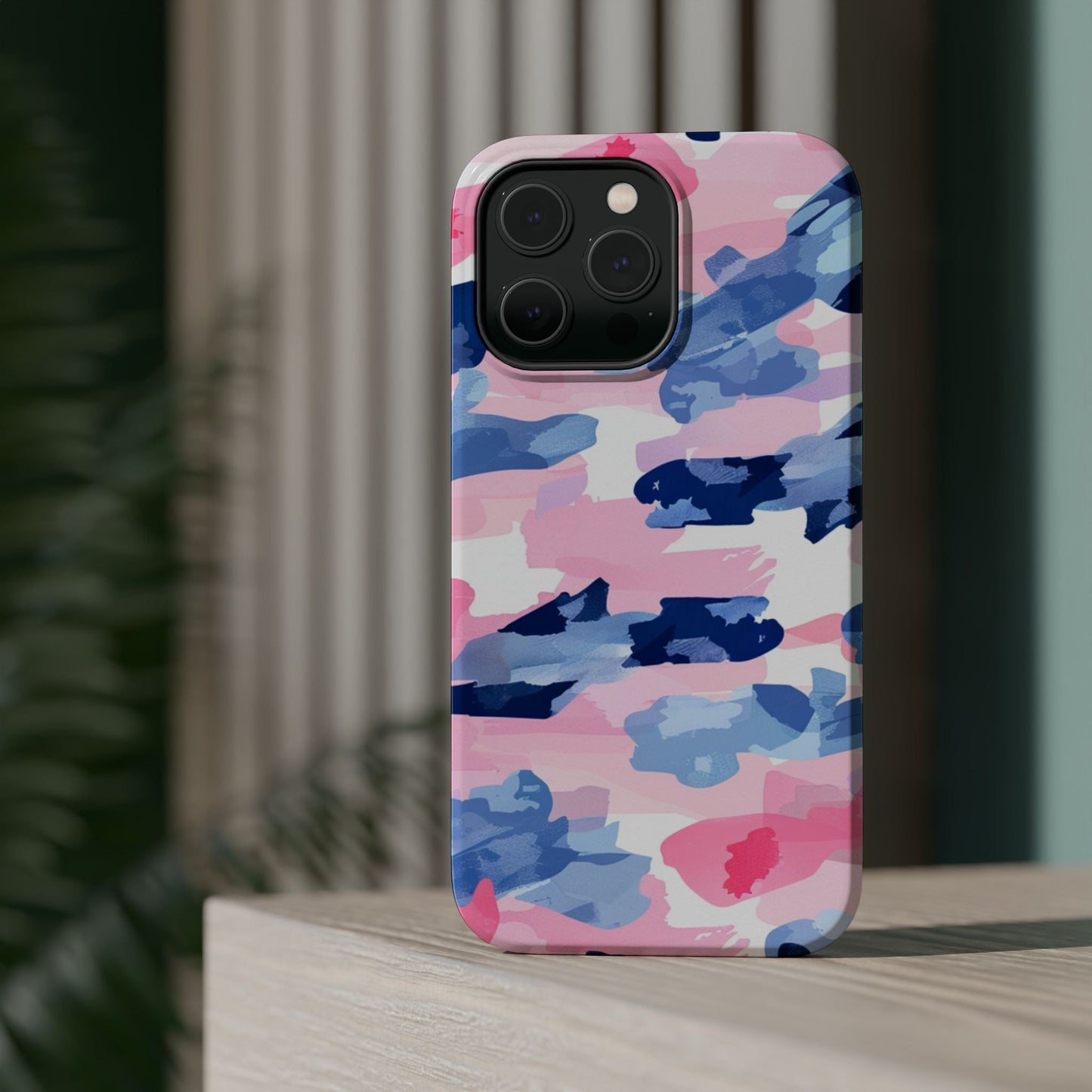 MagSafe Case: Dynamic Pink & Navy Brushstroke Art - BOGO Cases
