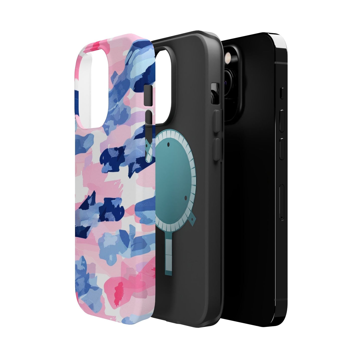 MagSafe Case: Dynamic Pink & Navy Brushstroke Art - BOGO Cases