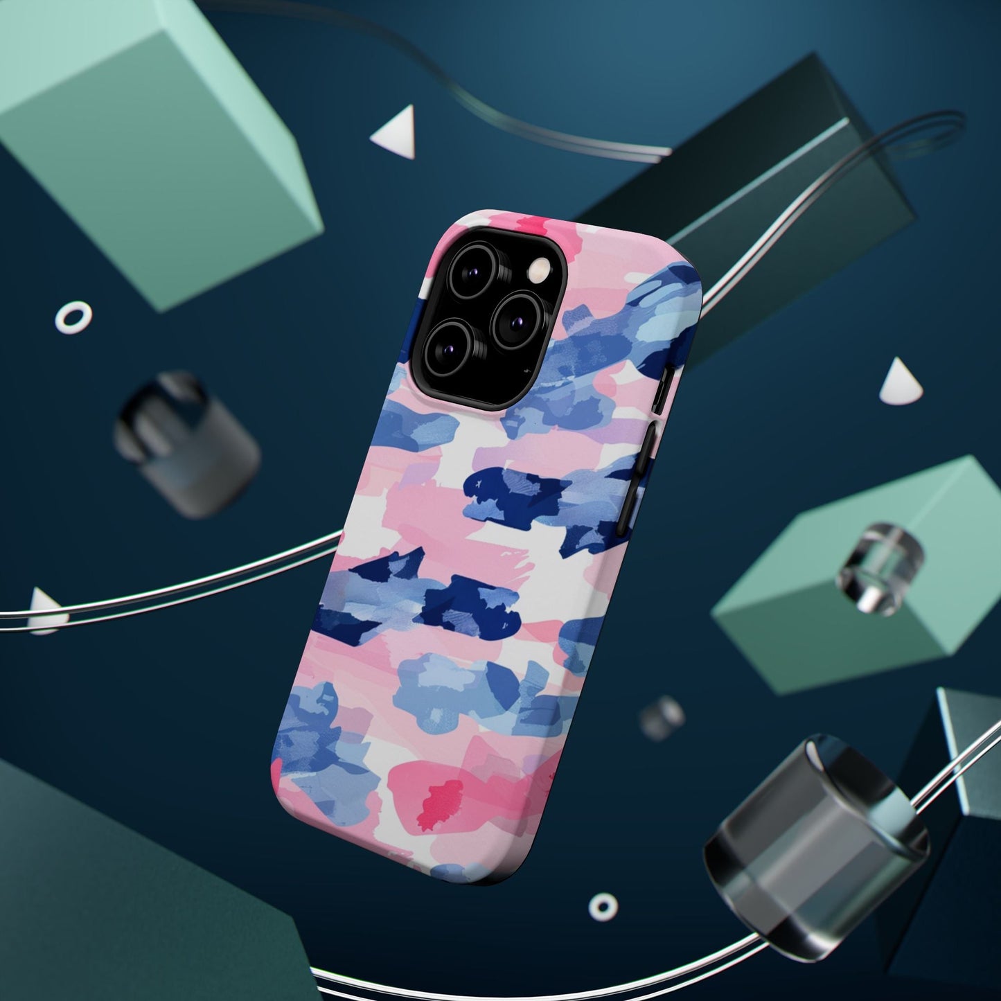 MagSafe Case: Dynamic Pink & Navy Brushstroke Art - BOGO Cases