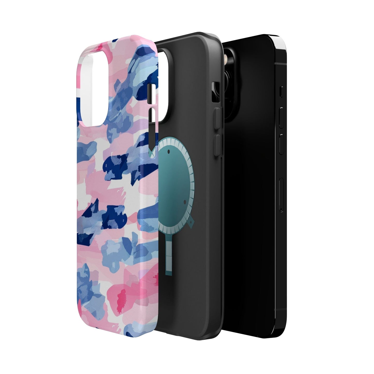 MagSafe Case: Dynamic Pink & Navy Brushstroke Art - BOGO Cases