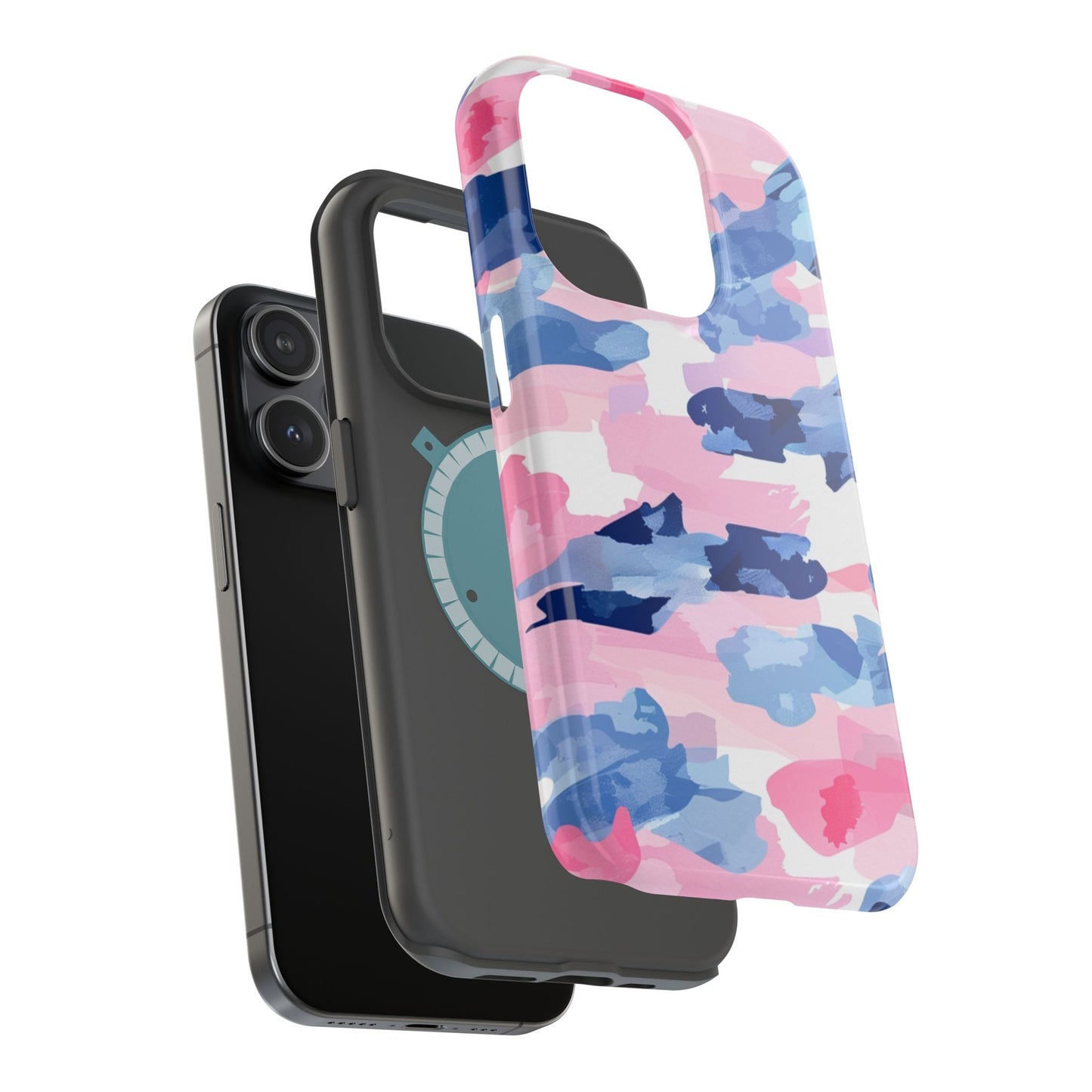 MagSafe Case: Dynamic Pink & Navy Brushstroke Art - BOGO Cases