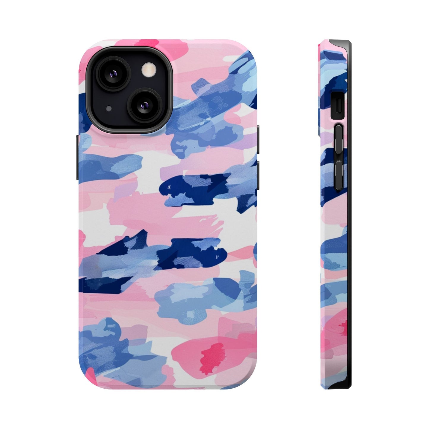 MagSafe Case: Dynamic Pink & Navy Brushstroke Art - BOGO Cases