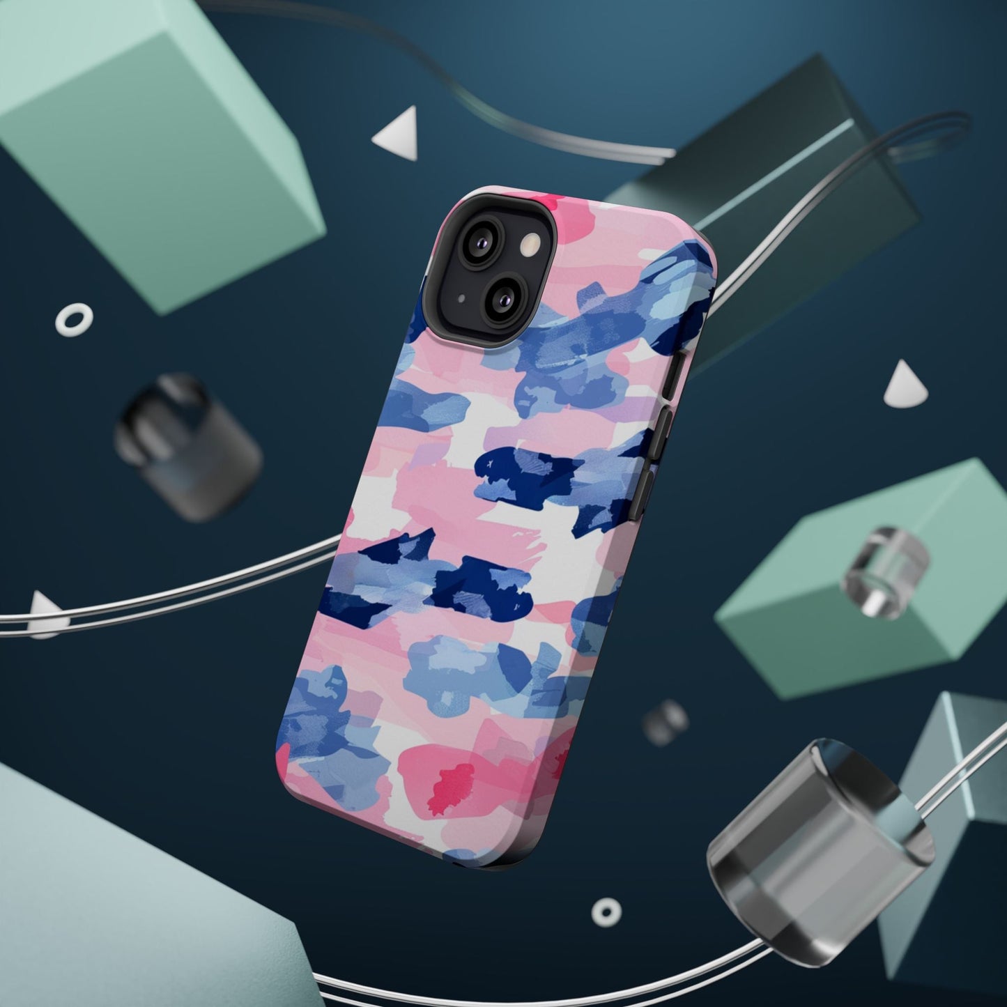 MagSafe Case: Dynamic Pink & Navy Brushstroke Art - BOGO Cases