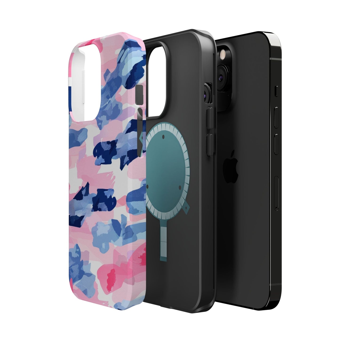 MagSafe Case: Dynamic Pink & Navy Brushstroke Art - BOGO Cases