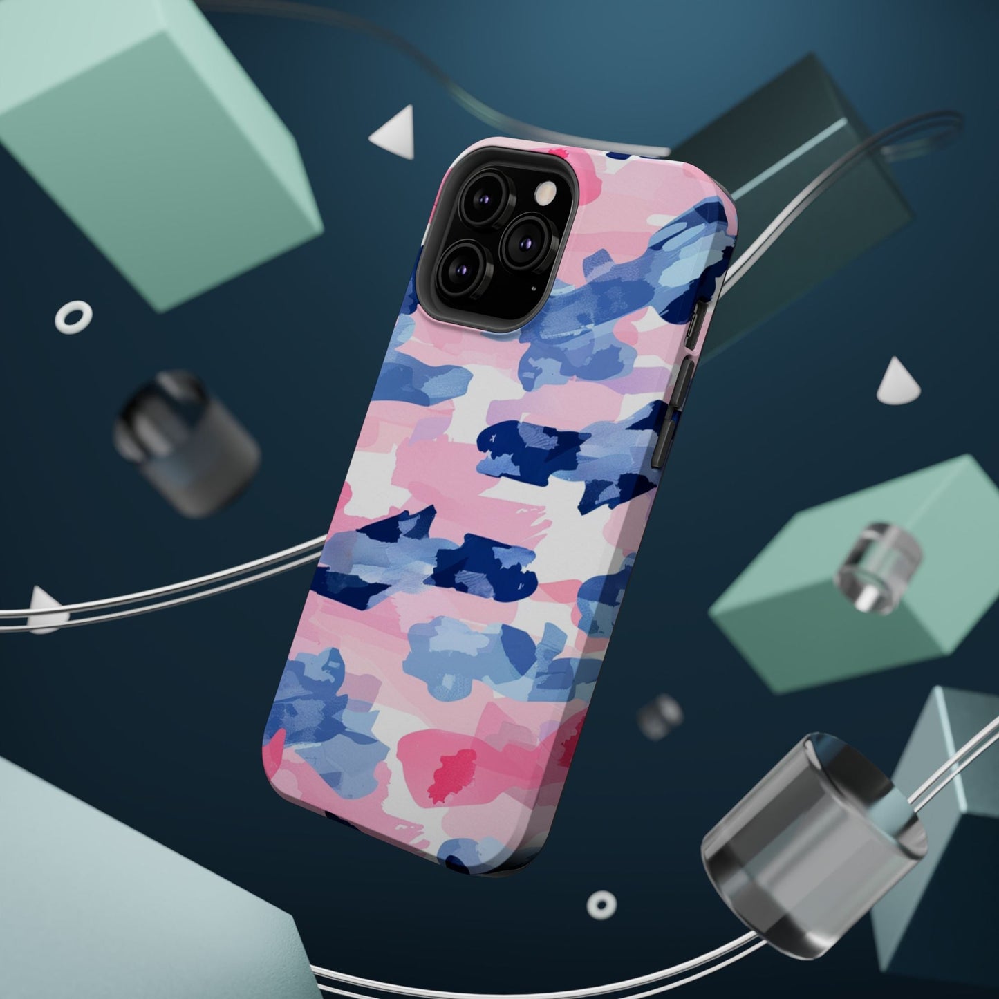 MagSafe Case: Dynamic Pink & Navy Brushstroke Art - BOGO Cases