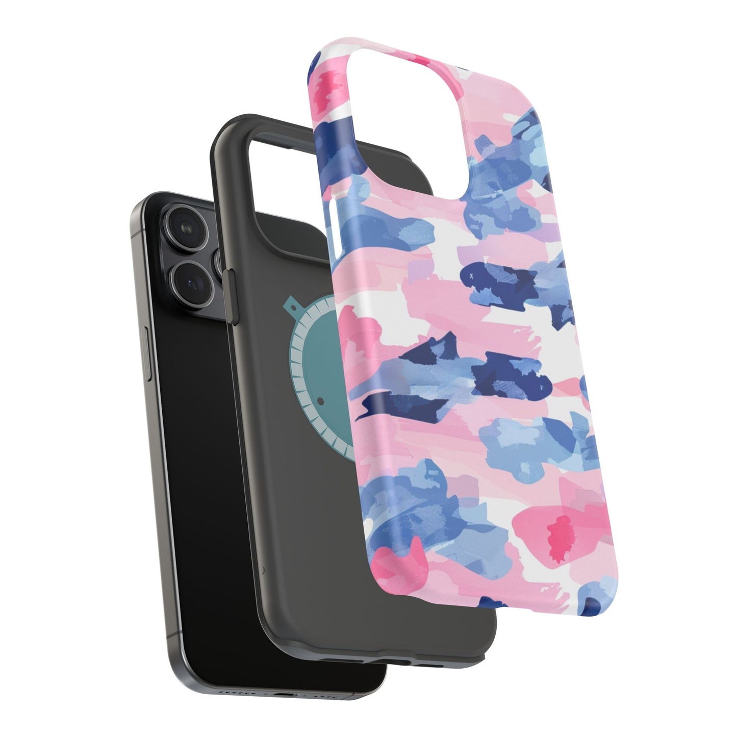 MagSafe Case: Dynamic Pink & Navy Brushstroke Art - BOGO Cases