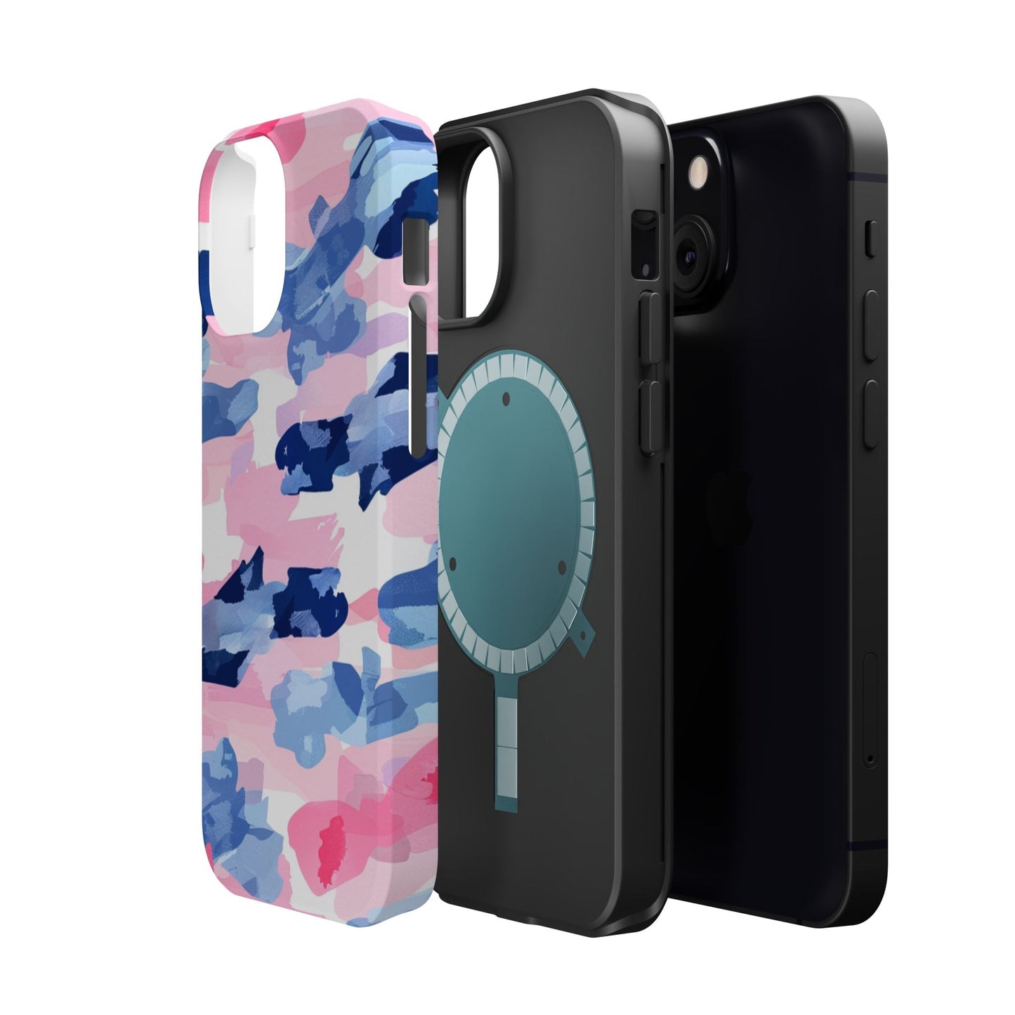 MagSafe Case: Dynamic Pink & Navy Brushstroke Art - BOGO Cases