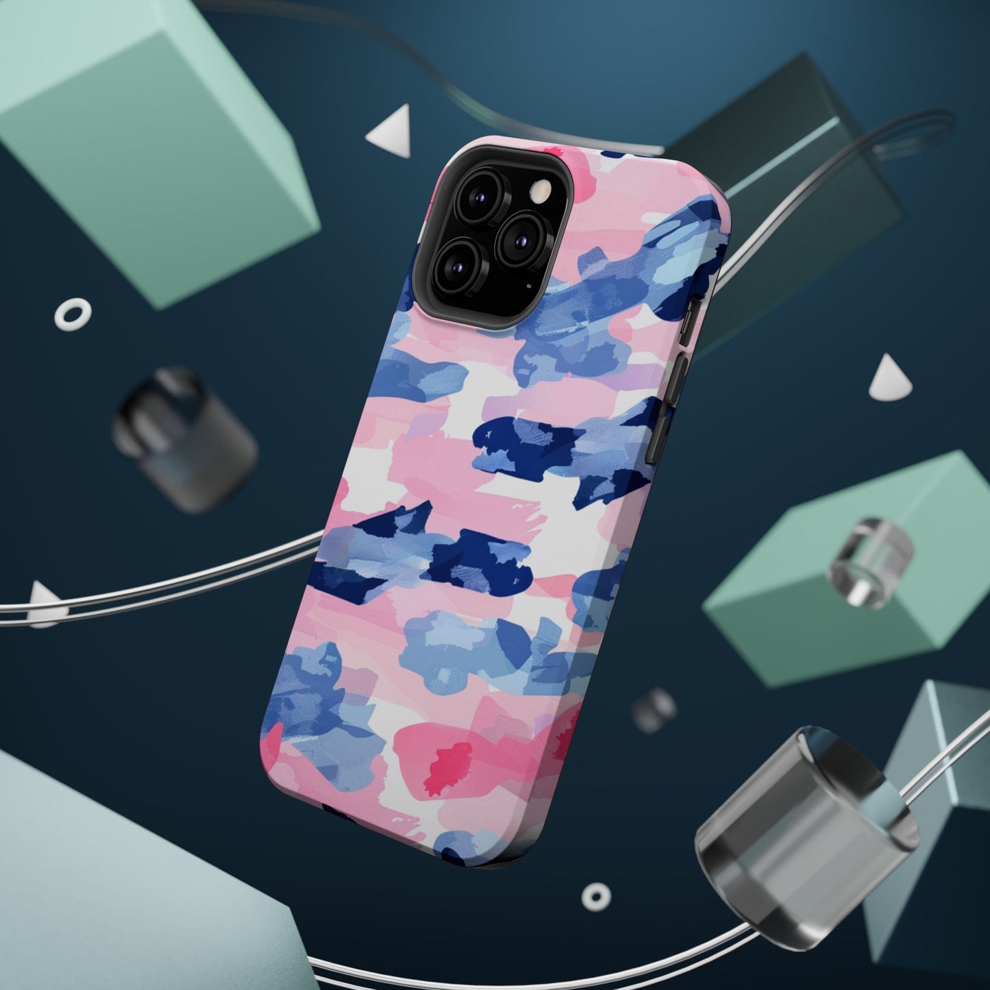 MagSafe Case: Dynamic Pink & Navy Brushstroke Art - BOGO Cases