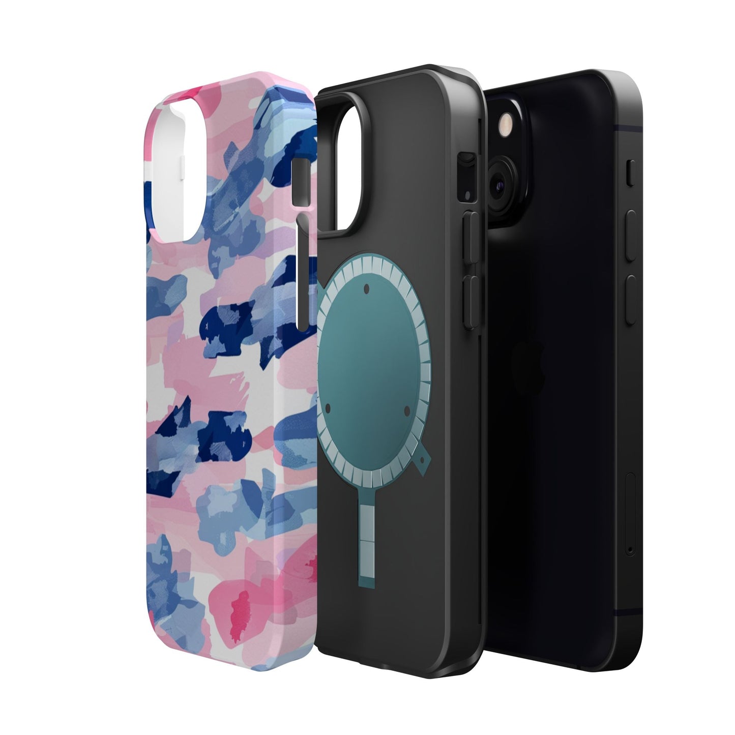 MagSafe Case: Dynamic Pink & Navy Brushstroke Art - BOGO Cases