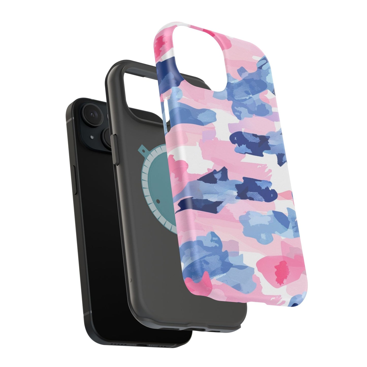 MagSafe Case: Dynamic Pink & Navy Brushstroke Art - BOGO Cases