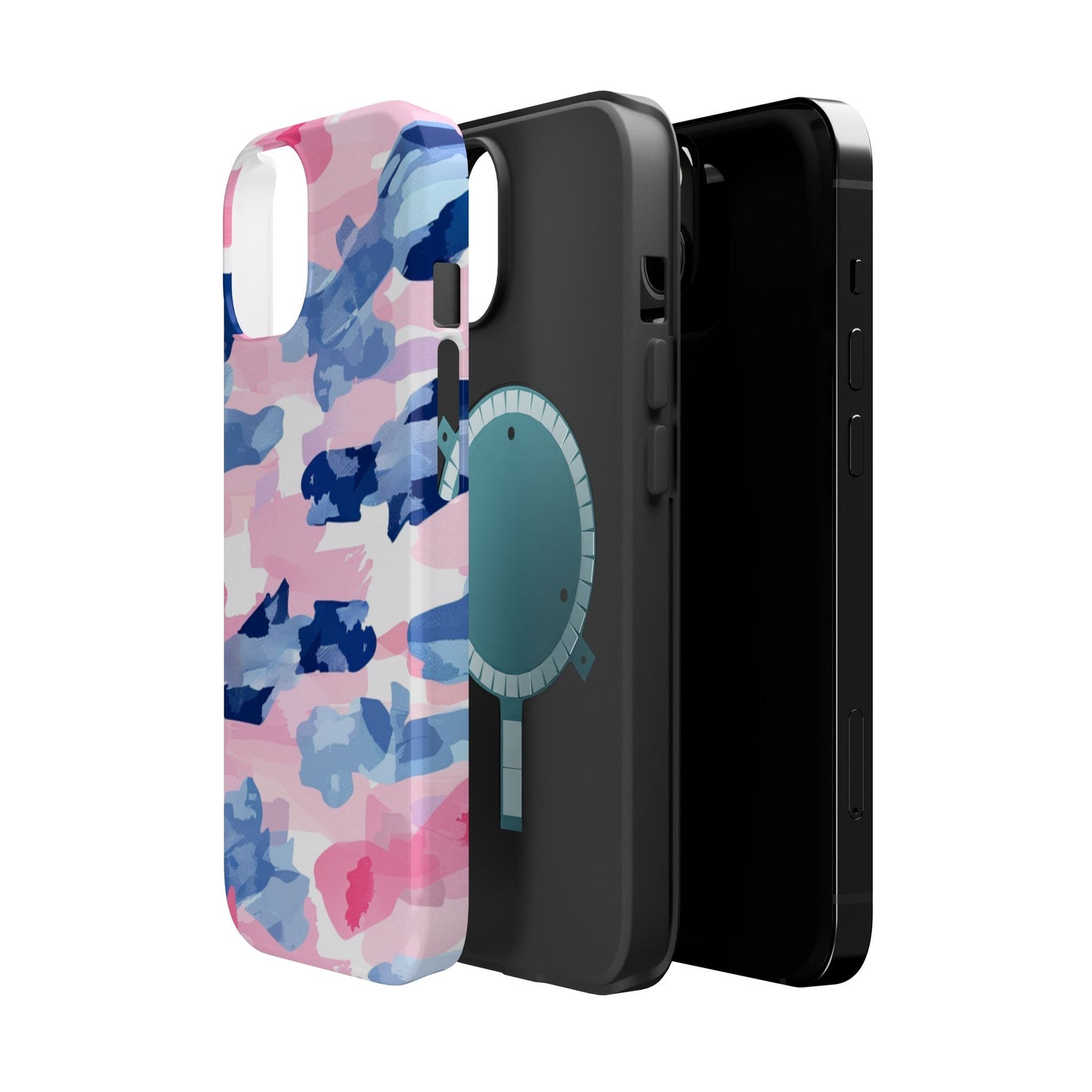 MagSafe Case: Dynamic Pink & Navy Brushstroke Art - BOGO Cases