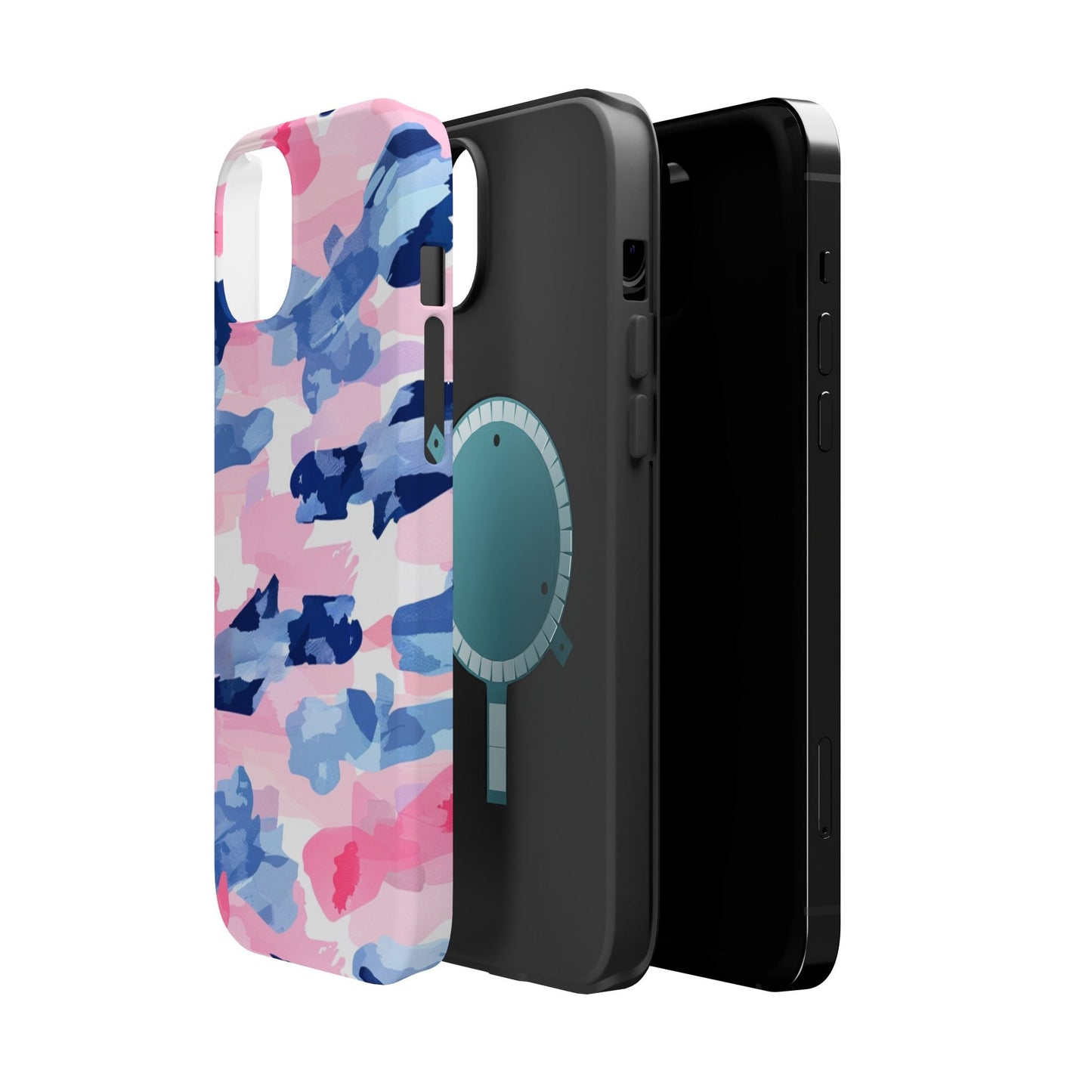 MagSafe Case: Dynamic Pink & Navy Brushstroke Art - BOGO Cases