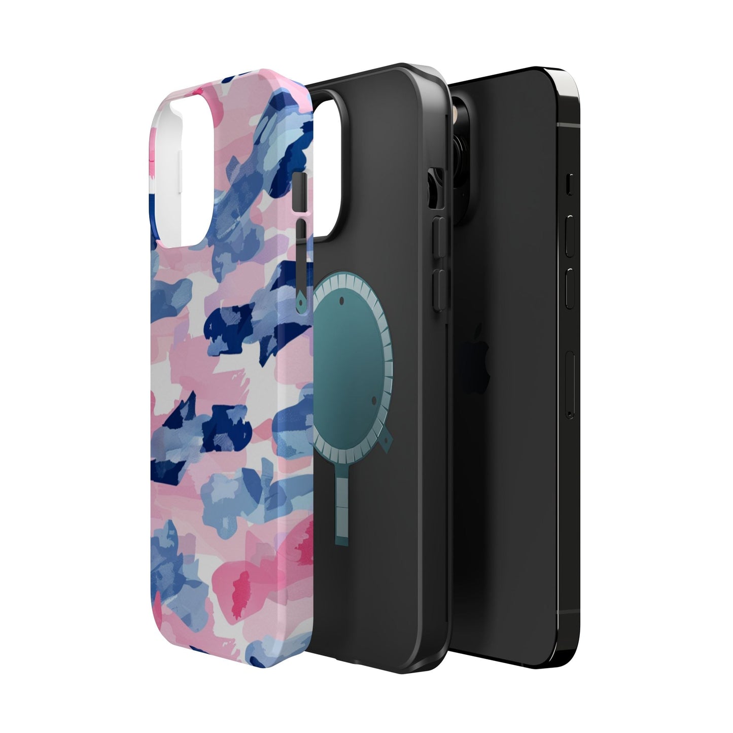MagSafe Case: Dynamic Pink & Navy Brushstroke Art - BOGO Cases