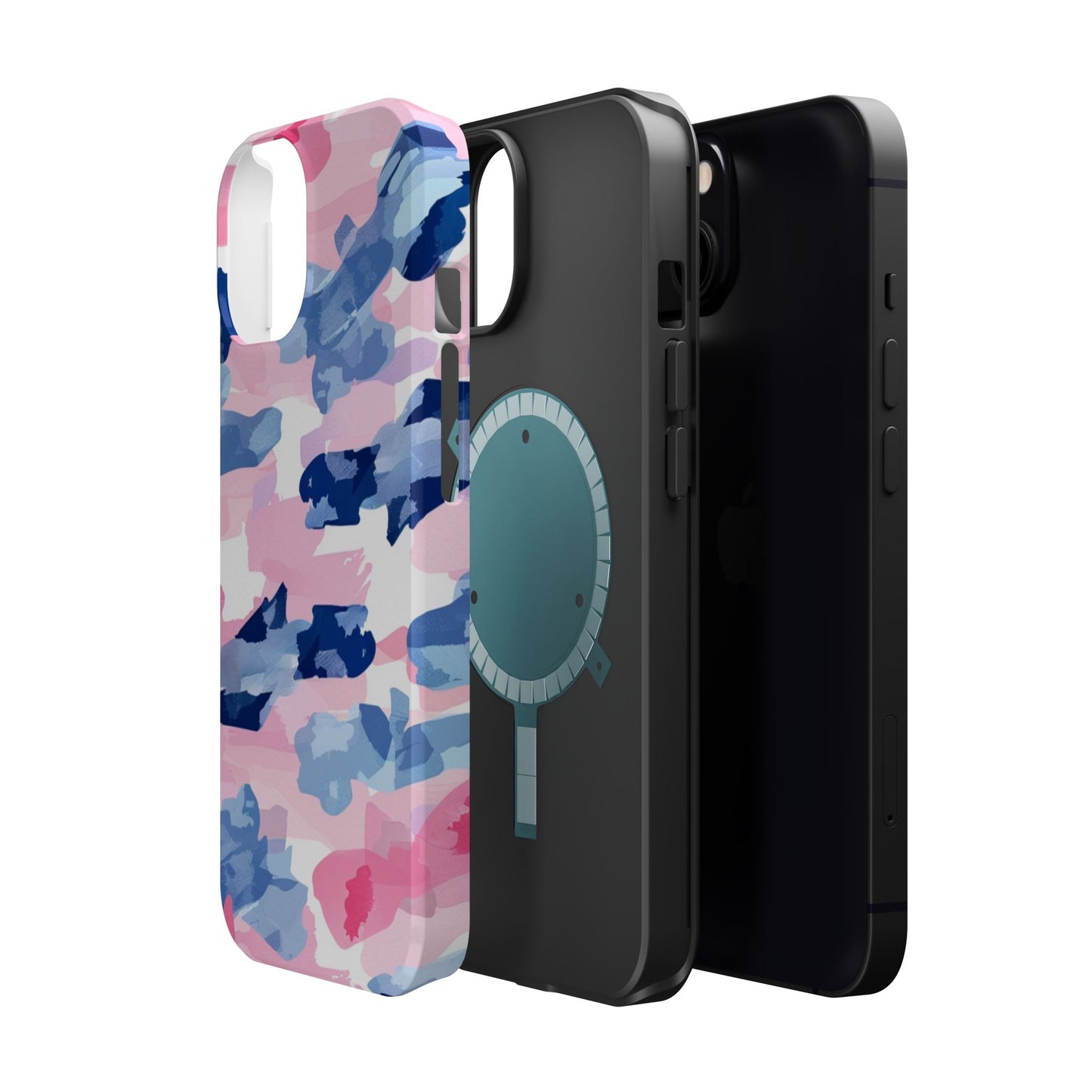 MagSafe Case: Dynamic Pink & Navy Brushstroke Art - BOGO Cases