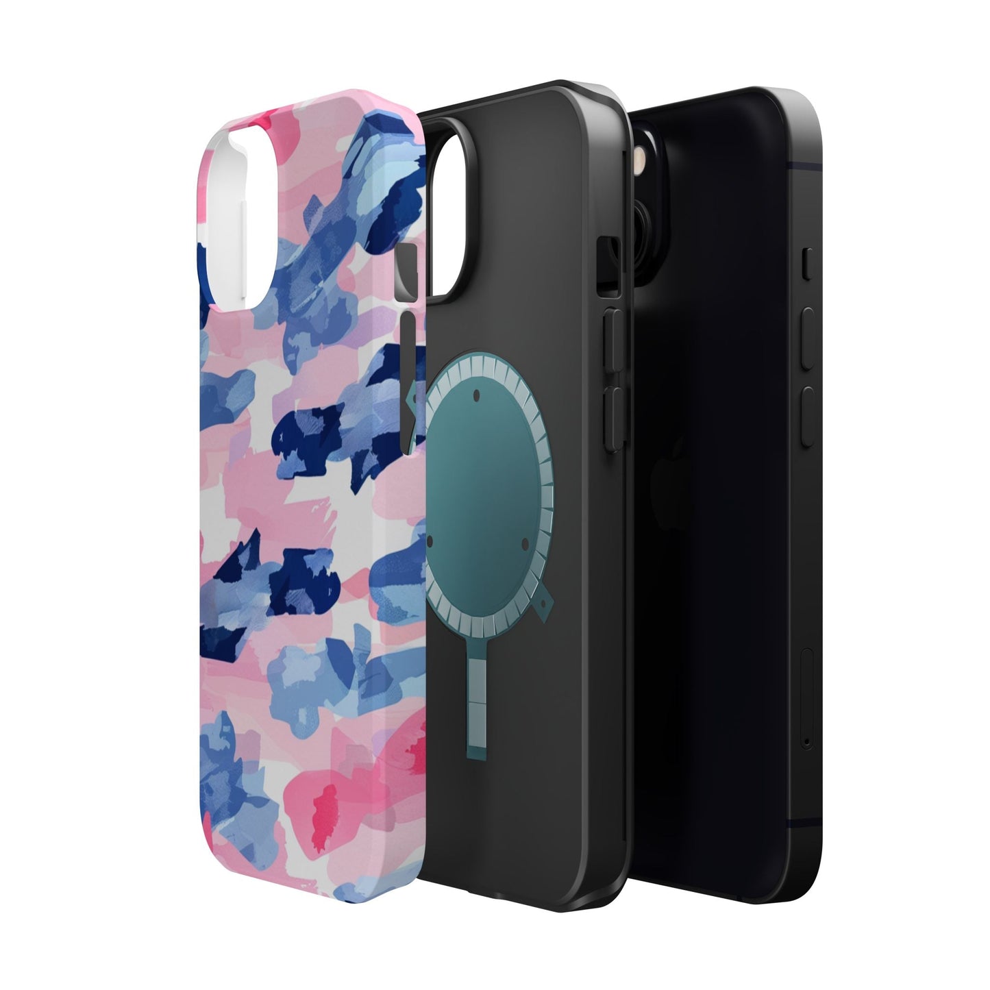 MagSafe Case: Dynamic Pink & Navy Brushstroke Art - BOGO Cases