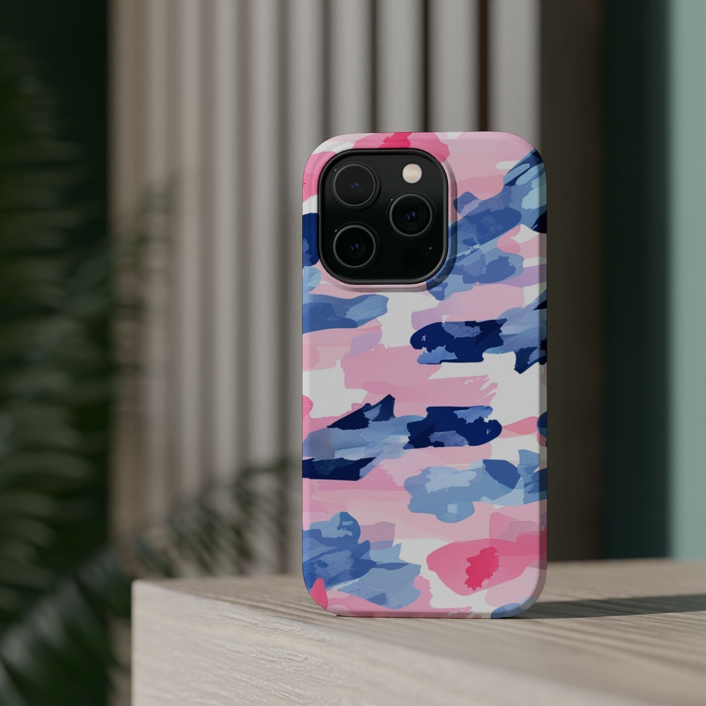 MagSafe Case: Dynamic Pink & Navy Brushstroke Art - BOGO Cases