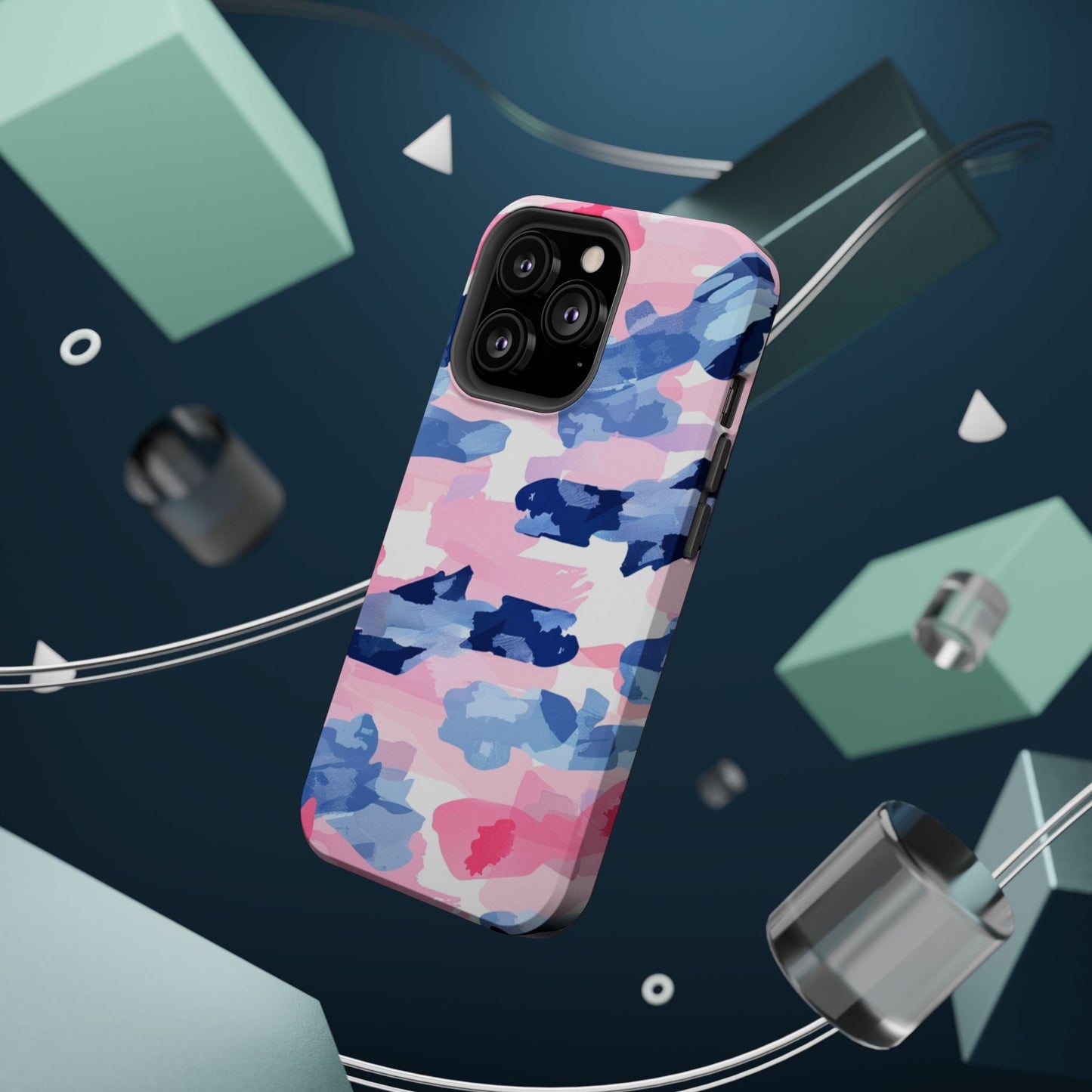 MagSafe Case: Dynamic Pink & Navy Brushstroke Art - BOGO Cases