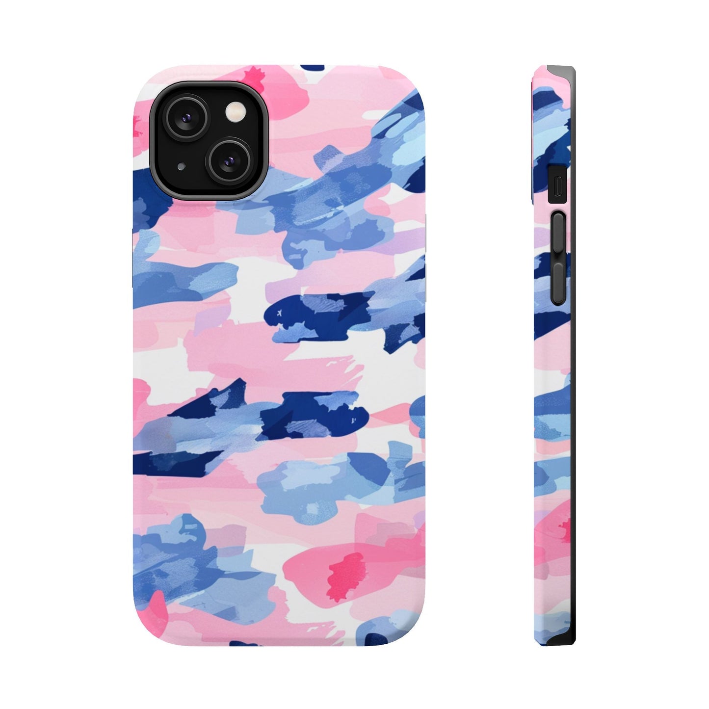 MagSafe Case: Dynamic Pink & Navy Brushstroke Art - BOGO Cases