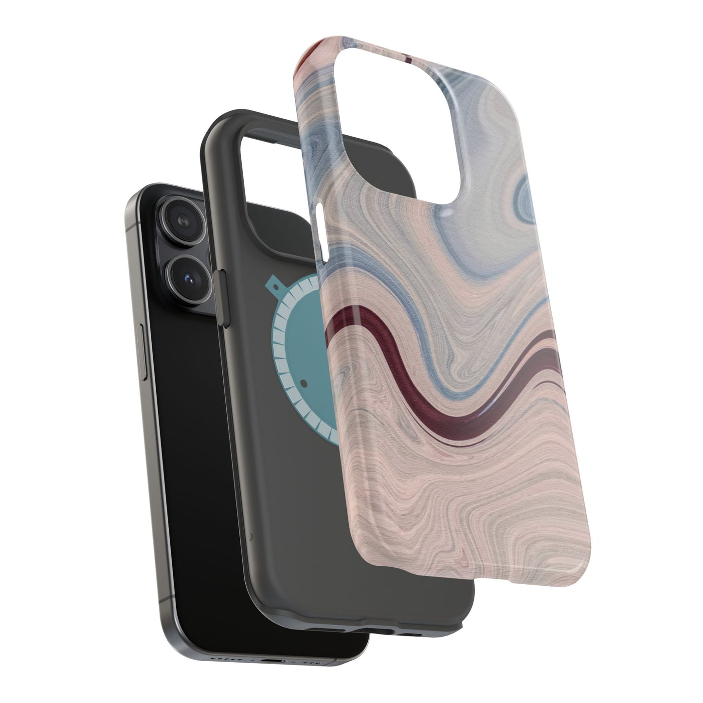 Marble Swirl Elegance – MagSafe Case with Abstract Blue & Pink Marble Art - BOGO Cases