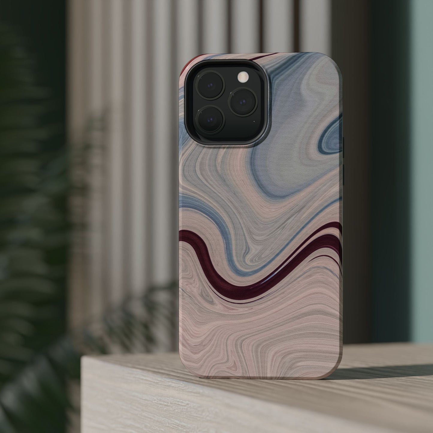 Marble Swirl Elegance – MagSafe Case with Abstract Blue & Pink Marble Art - BOGO Cases