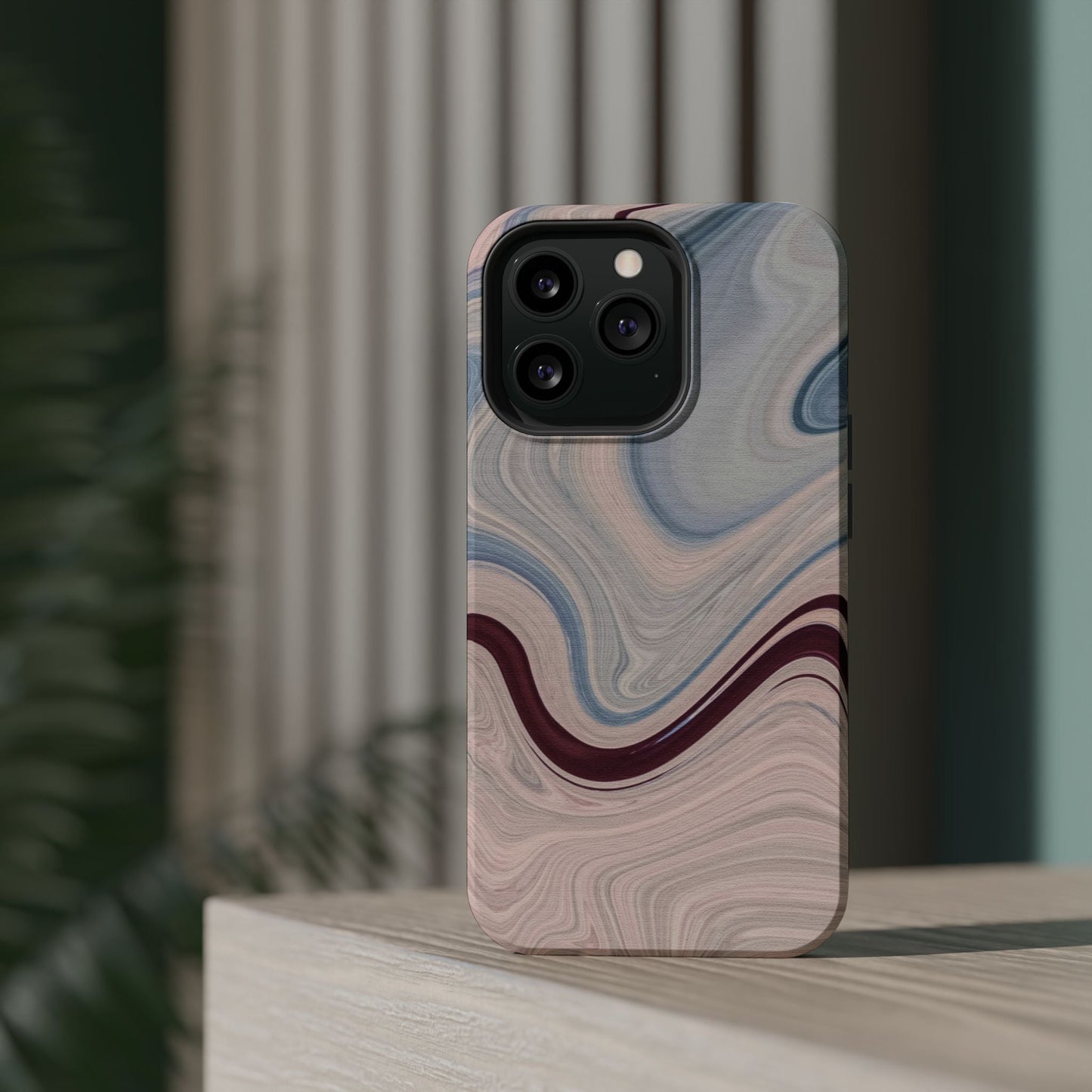 Marble Swirl Elegance – MagSafe Case with Abstract Blue & Pink Marble Art - BOGO Cases