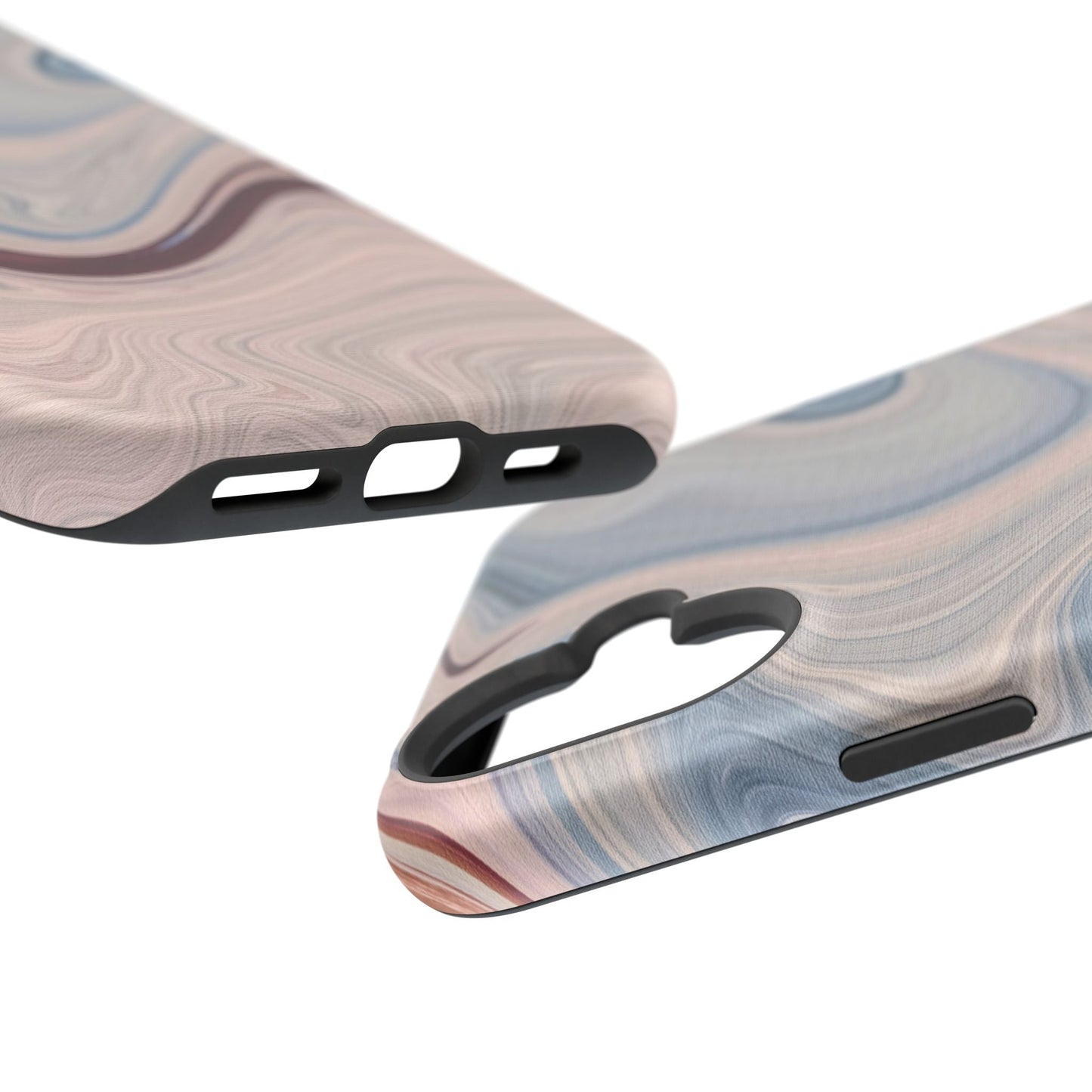 Marble Swirl Elegance – MagSafe Case with Abstract Blue & Pink Marble Art - BOGO Cases